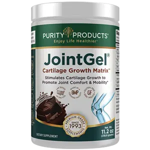 A jar of Purity Products Joint Gel, a dietary supplement that promotes joint comfort and mobility.